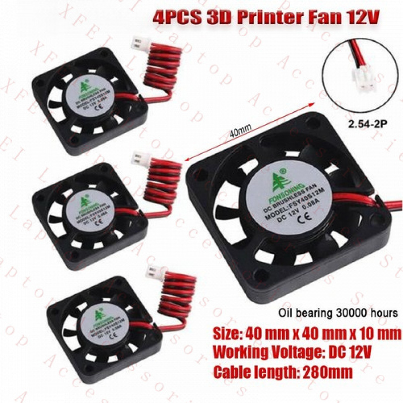 Cooling Fan 40Mm 3D - F 4X 12V แล็ปท็อป 3D เครื่องพิมพ์