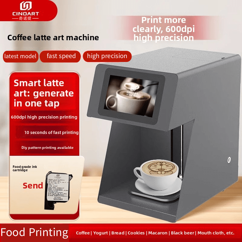 3D Printing In Food - CINOART 3d Latte Artกาแฟเครื่องพิมพ์เครื่องดื่มอัตโนมัติอาหารSelfieพร้อมการเชื่อมต่อWIFIการพิมพ์ตลับหมึกกินได้
