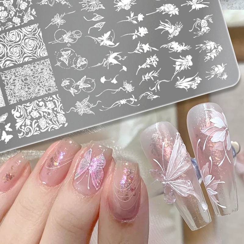 3D Printing Template - แผ่นปั๊มลายเล็บ BORN PRETTY ลายใบไม้ ดอกไม้ หลากหลายแบบ