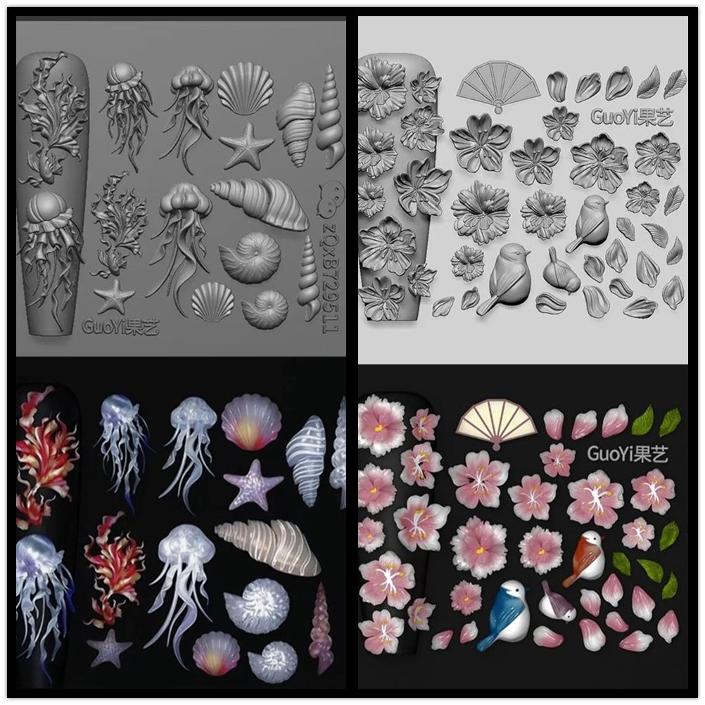 3D Printing Template - แม่พิมพ์อะคริลิค 3 มิติ ลายโบว์ แมงกะพรุน ใบกุหลาบ