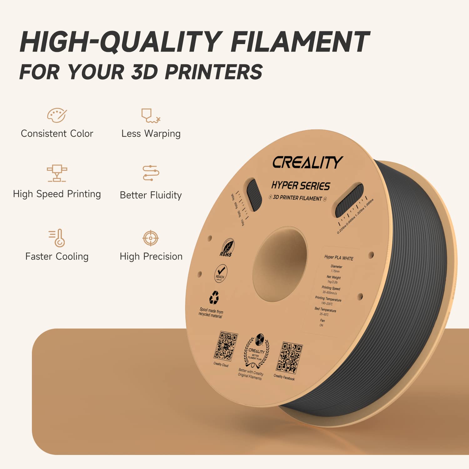 CREALITY ไฮเปอร์ PLA ฟิลาเมนต์ - 3D Printing Fdm บทวิจารณ์และราคา