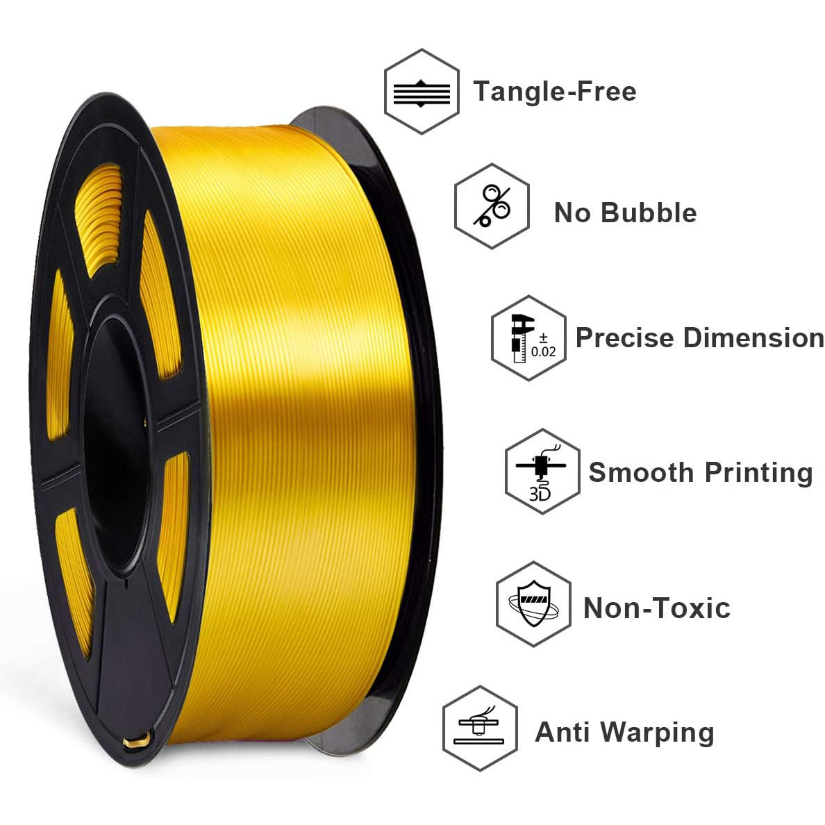 PLA Silk Gold 3D Print Filamen - 3D Printing Fdm บทวิจารณ์และราคา